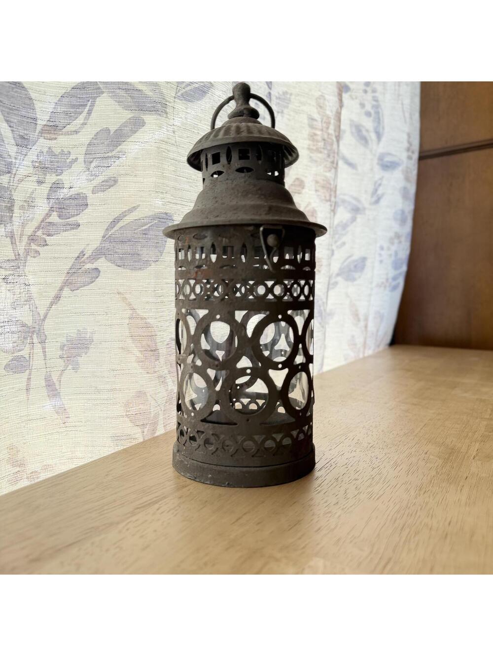 Decorative Metal Lantern Candle Holder with Lidded Top